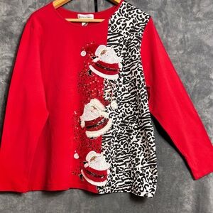 Karen Scott Red and Black Santa Long Sleeve Tee
